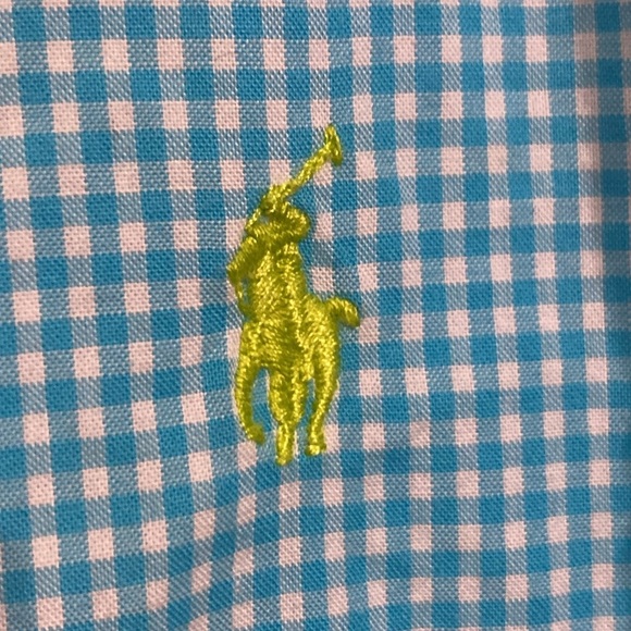 RALPH LAUREN Blue Gingham Short Sleeve Oxford Shirt 24 Months Button Up Boys - Picture 3 of 10